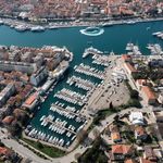 Marina Zadar with yachts moored along pontoons near the historic city waterfront